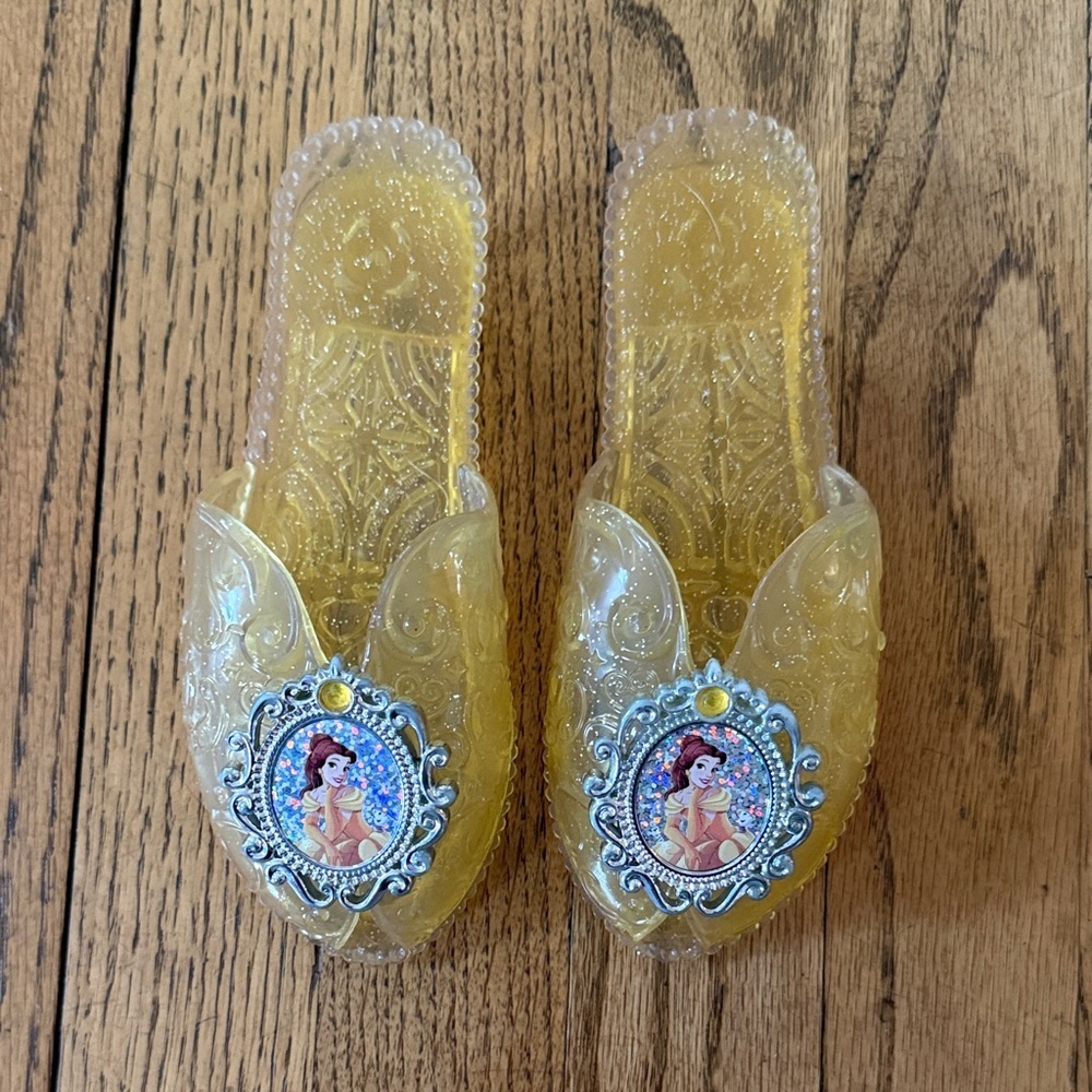 Disney Princess Belle Beauty & the Beast Sparkly Yellow Dress Up Shoes 9-11